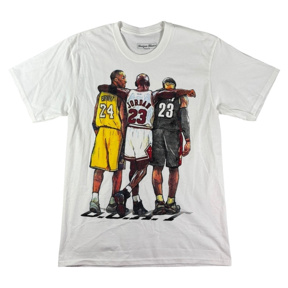 Headgear Classics Tee Shirt Mens M White 3 GOAT Bryant Jordan LeBron Tee